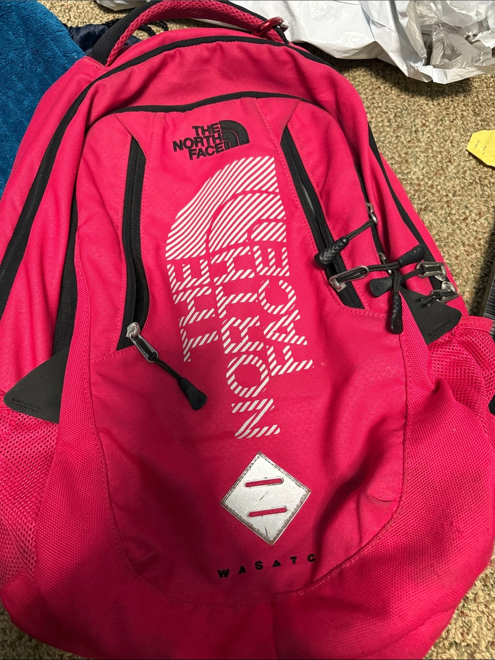 The North Face Hot Pink Graphic Wasatch Backpack